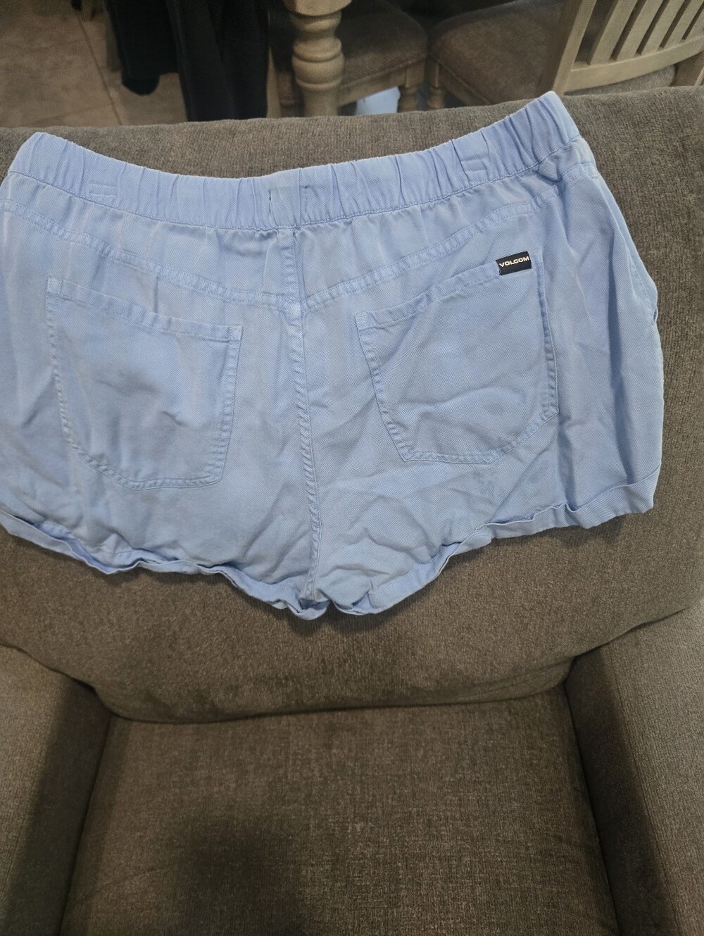 Volcom Light Blue Women's Drawstring Athletic Shorts - Picture 3 of 5